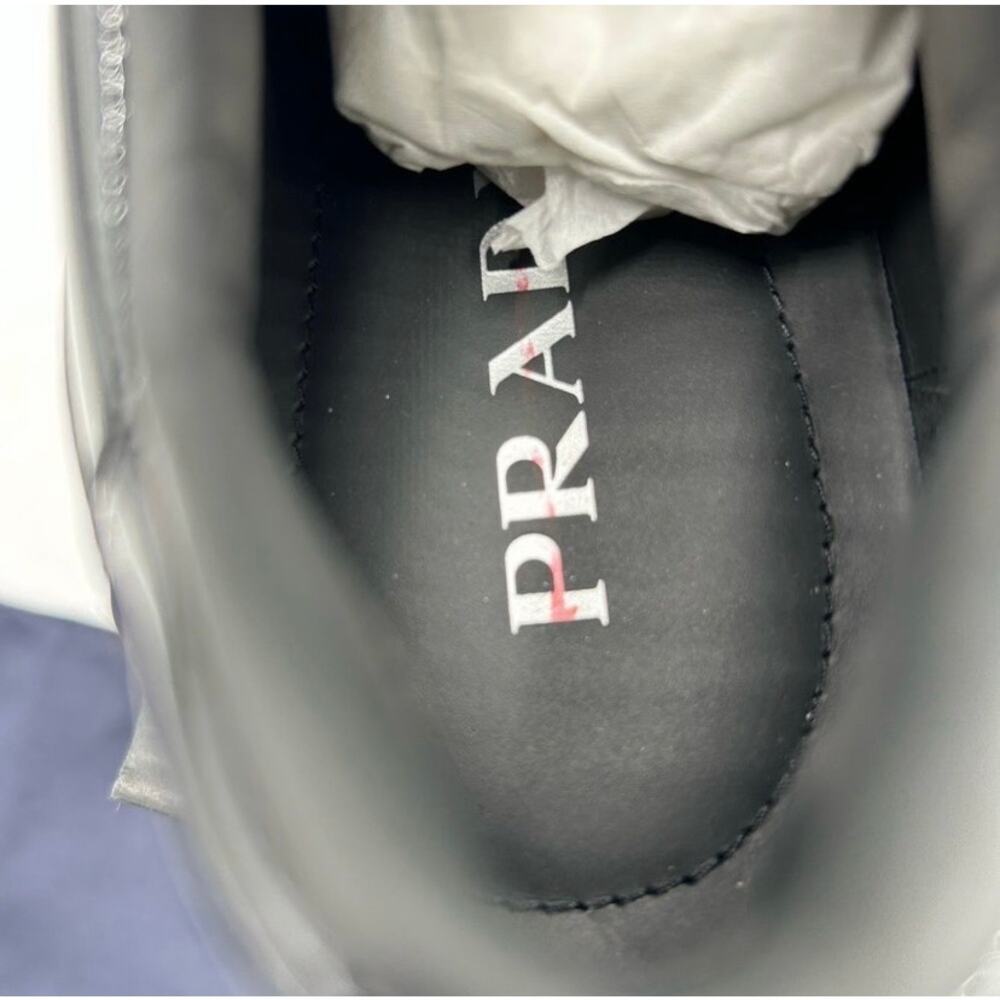 Men's Prada downtown patent leather triangle logo sneakers size 9, made in Italy - Picture 8 of 12